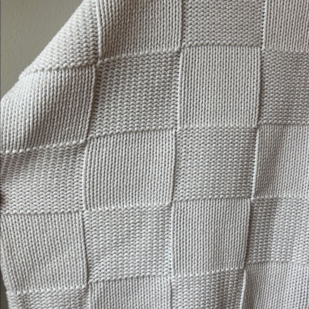Vintage checkerboard cotton knit sweater - Picture 5 of 8
